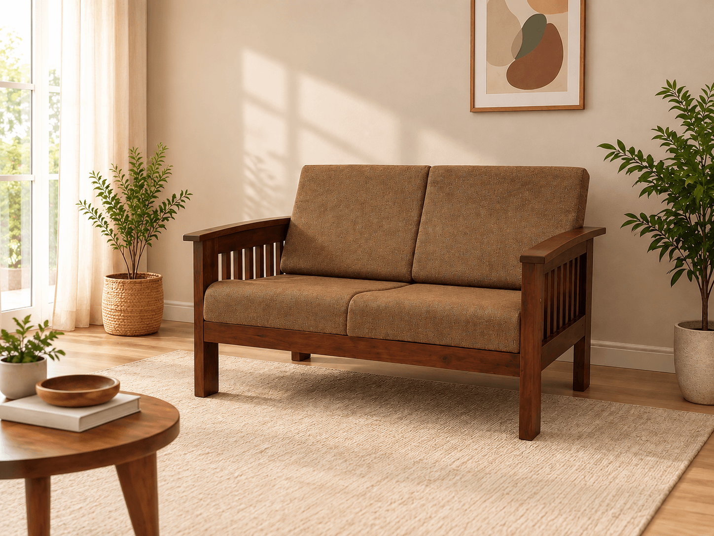 2 Seater Wooden Sofa image 1