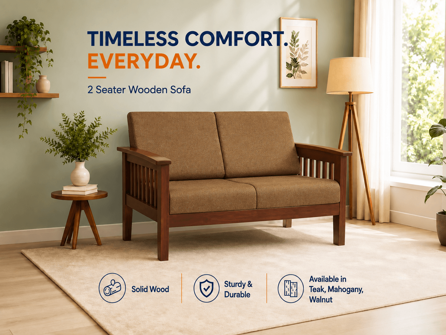 2 Seater Wooden Sofa image 2