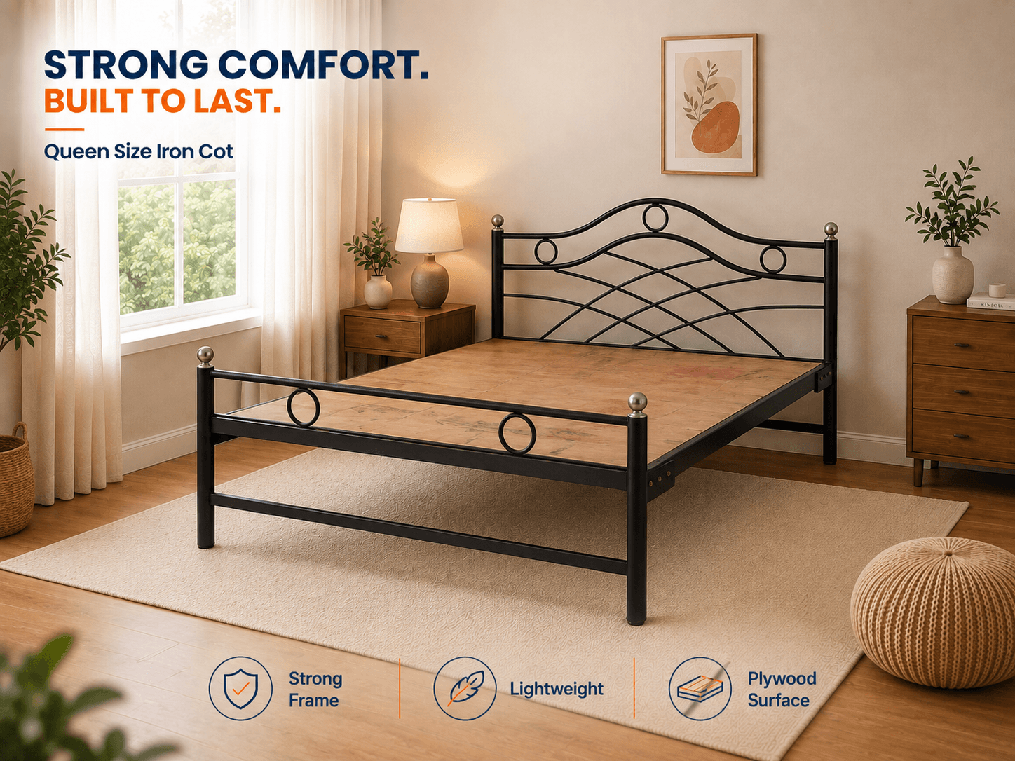 Queen Size Iron Cot image 2