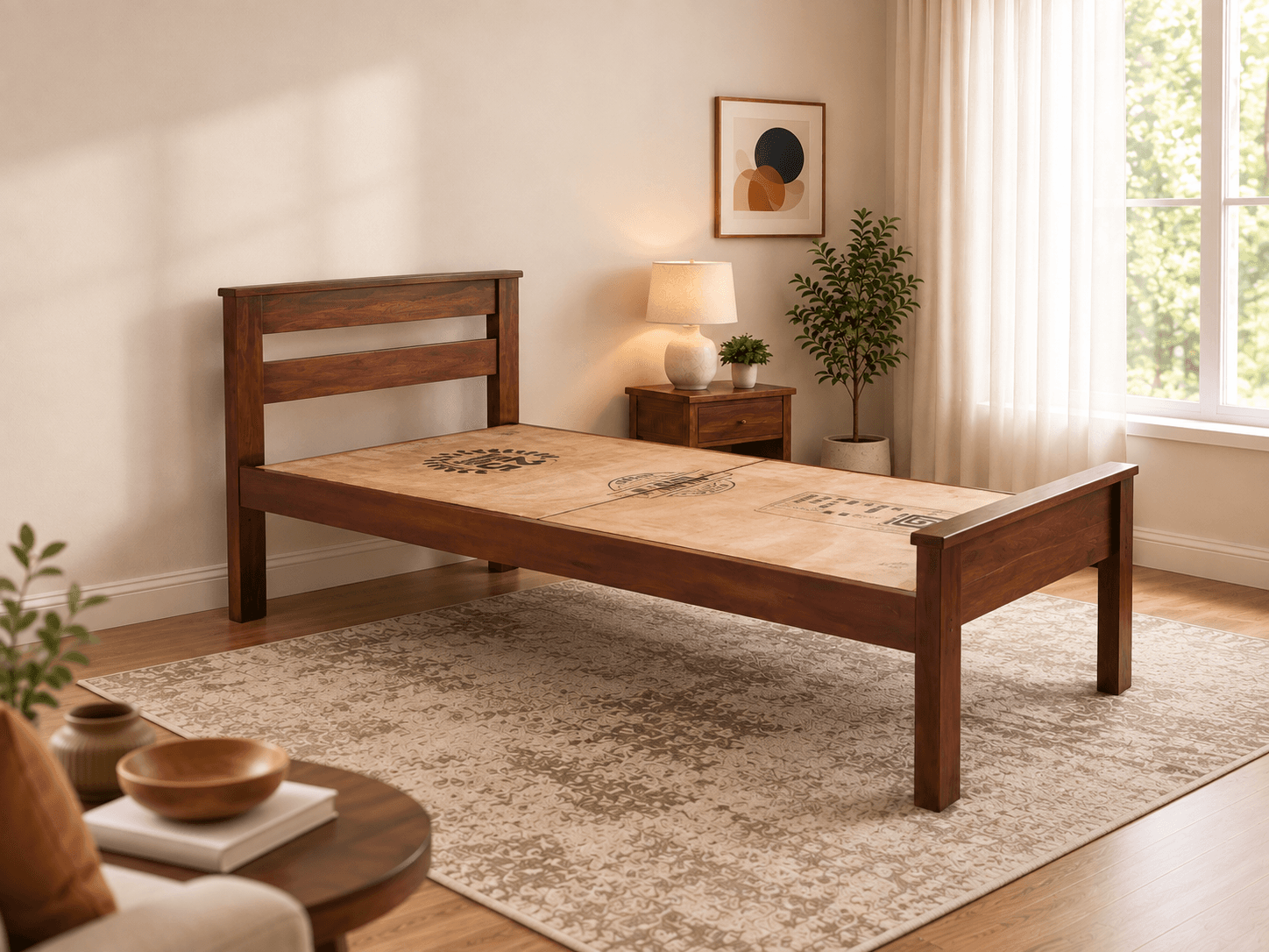 Single Wooden Cot image 1