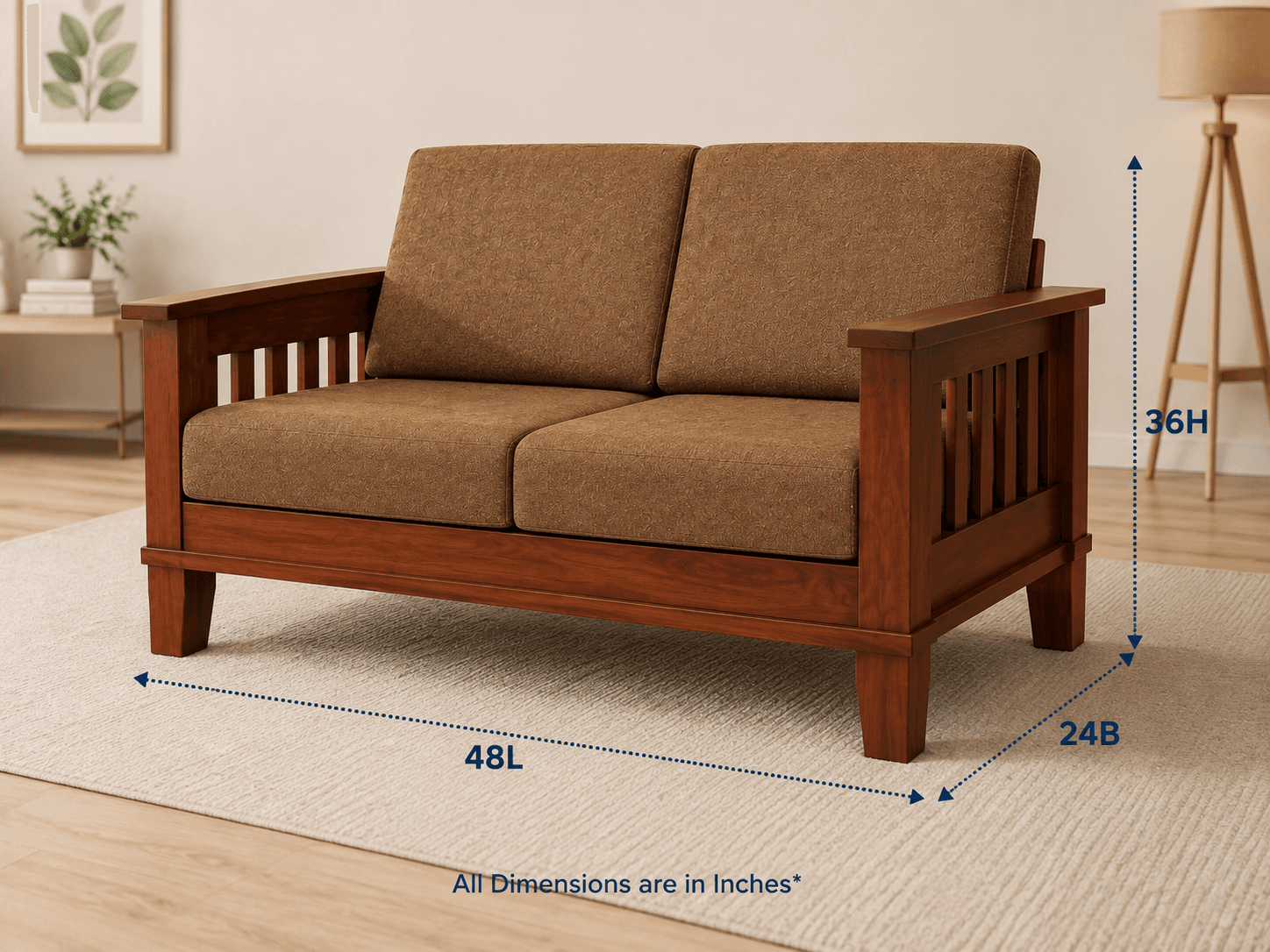 2 Seater Wooden Sofa image 3