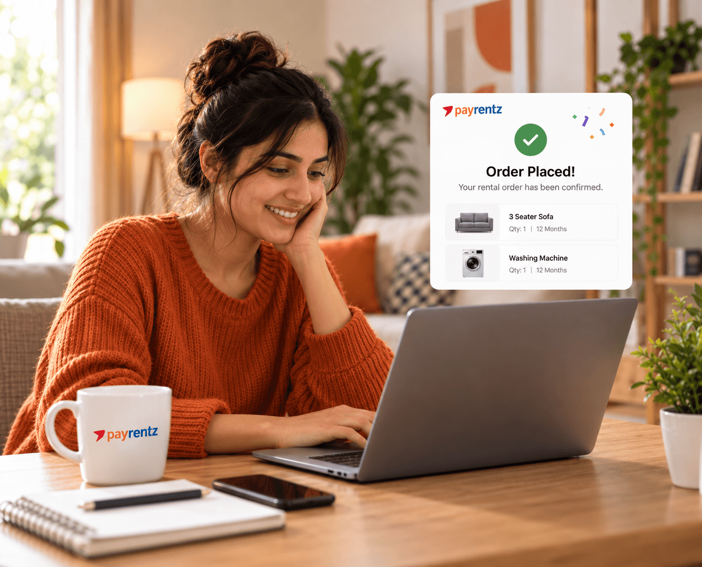 Order placed confirmation on a laptop